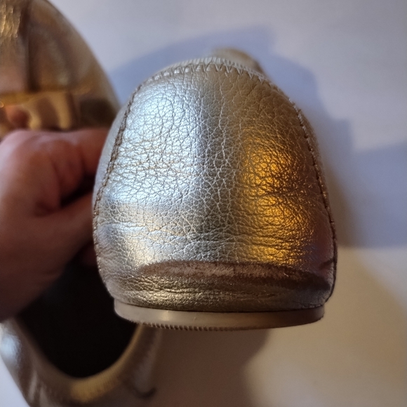 Salvatore Ferragamo Platino (Gold) Leather My Joy Ballet Slip-On Flats Size 7.5 - Picture 10 of 16